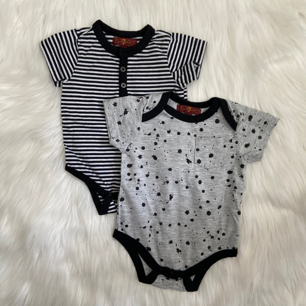 7 for all Mankind set of 2 bodysuits 3-6 mos